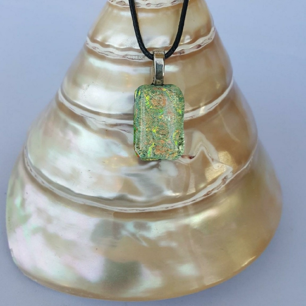 "Green Goddess" Dichroic Glass Necklace